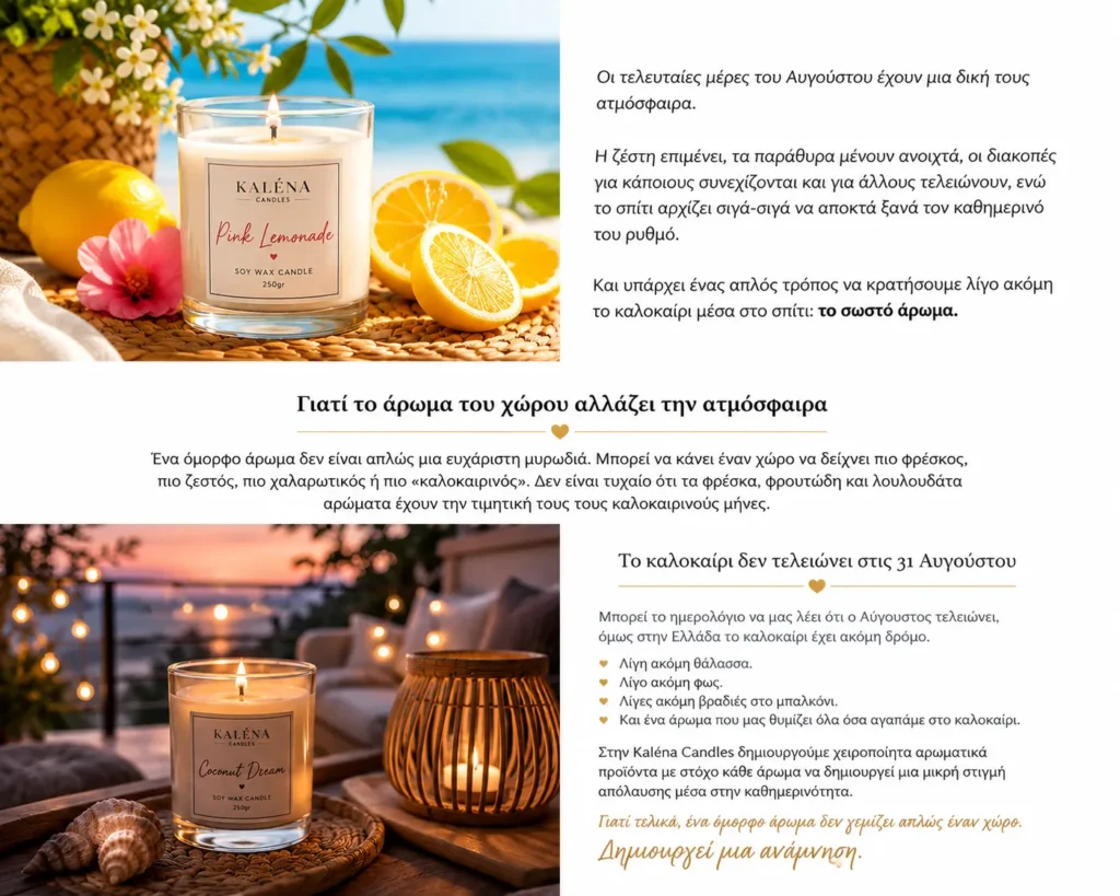 καλοκαιρινό αρωματικό κερί για το σπίτι Kaléna Candles